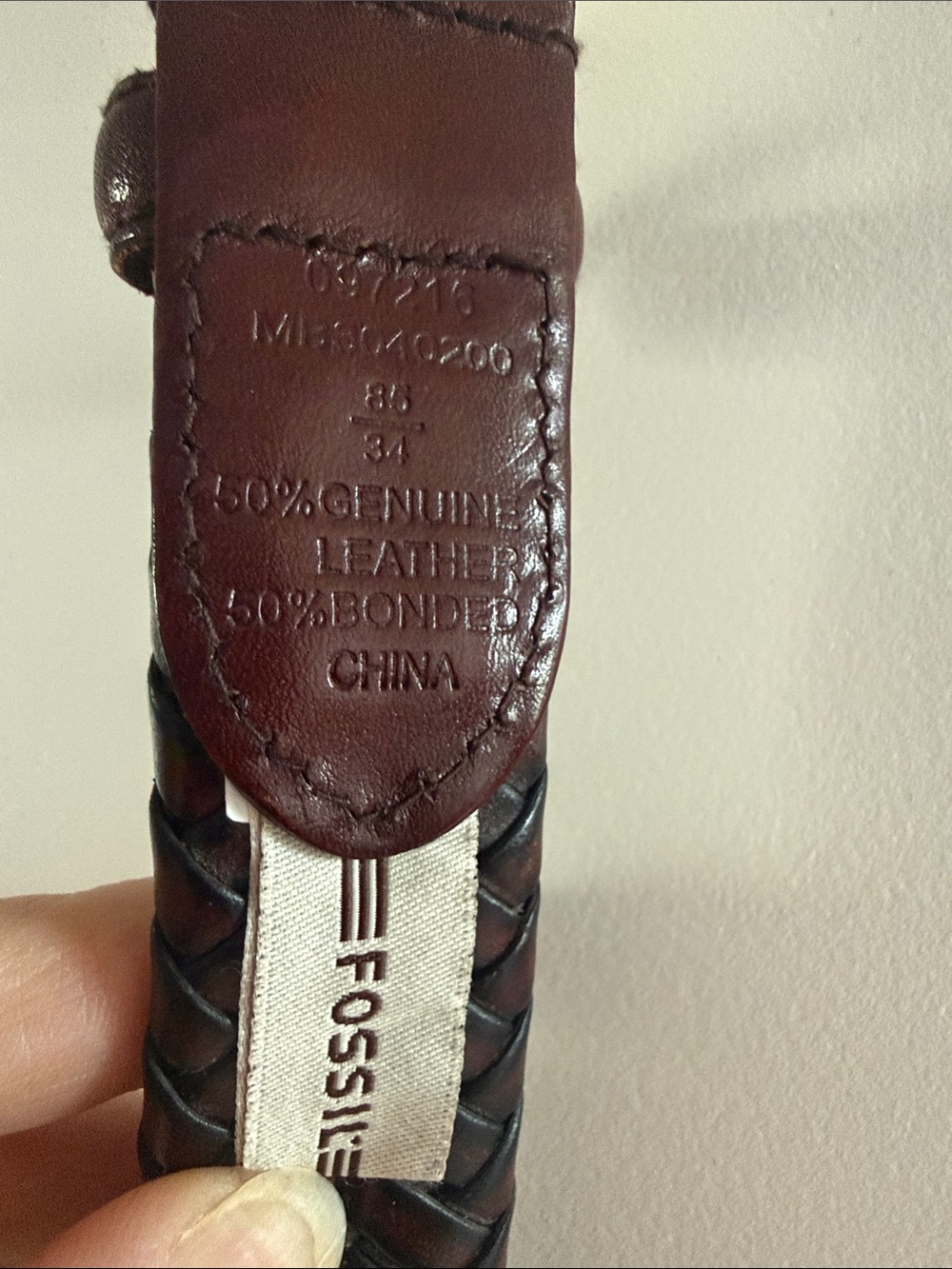 Fossil Braided Leather Belt in Dark Brown with Gold Buckle size 34 - Picture 2 of 4
